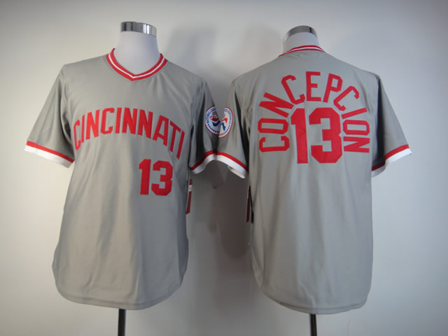 Men MLB Cincinnati Reds #13 Concepcion grey jerseys->cincinnati reds->MLB Jersey